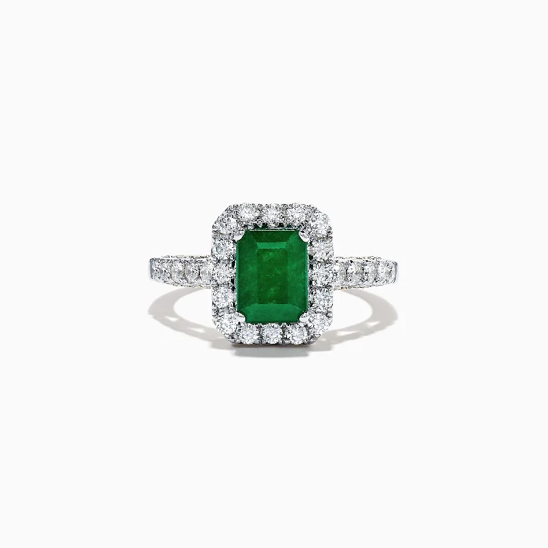 Ladies Rings for Veterans-Brasilica 14K 2-Tone Gold Emerald and Diamond Ring, 2.17 TCW