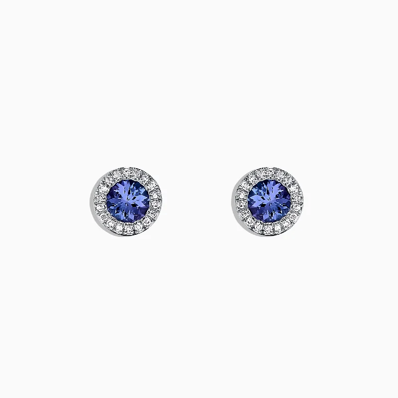 Ladies Earrings for Graduation-Nahla Siri 14K White Gold Tanzanite & Diamond Earrings, 0.88 TCW