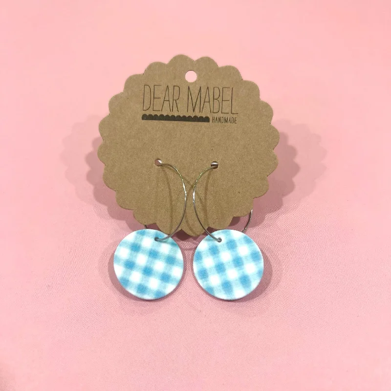 Ladies Earrings with Heliodor-Dear Mabel Handmade - Blue Gingham Earrings*