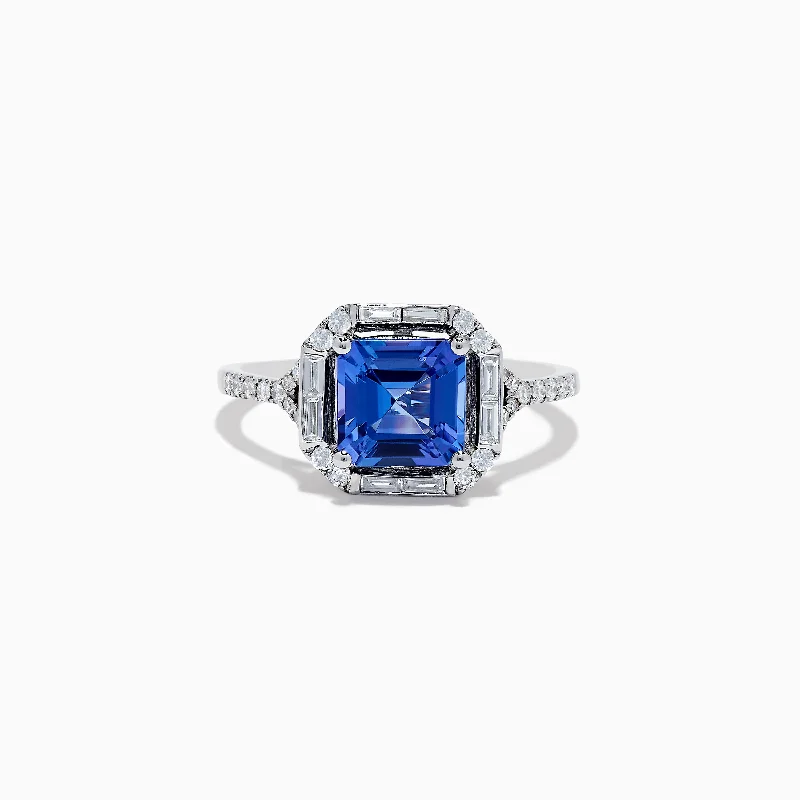 Ladies Rings with Euclase-Nahla Siri 14K White Gold Tanzanite and Diamond Ring