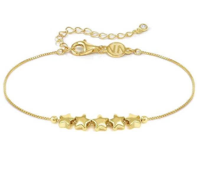 Glass Bracelets -Nomination Gold Vermeil Cubic Zirconia 5 Star Bracelet