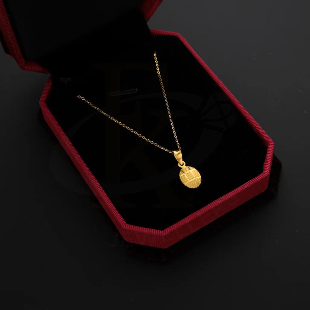 Retro Necklaces -Gold Necklace (Chain with Oval Pendant) 21KT - FKJNKL21KM8674