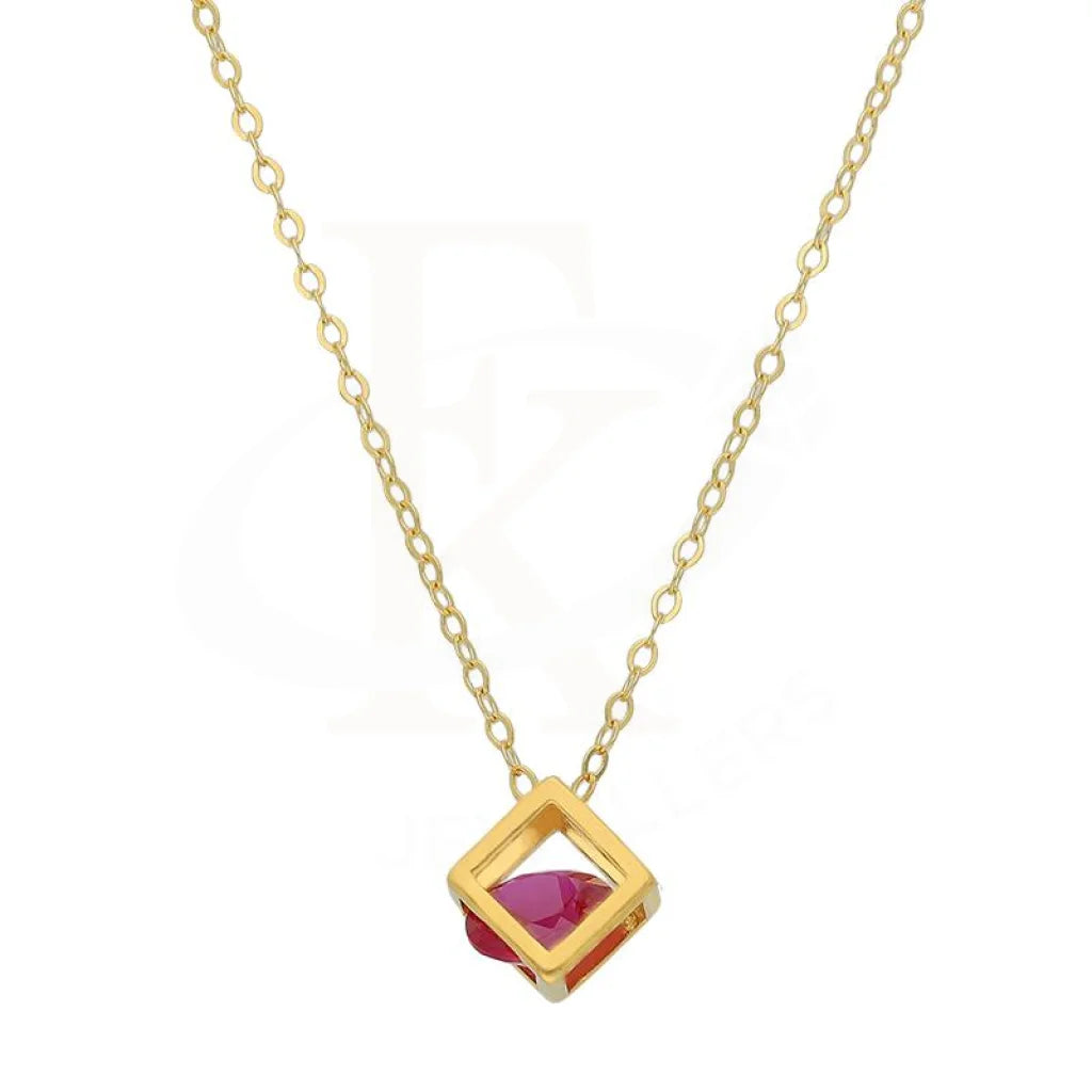 Blue Necklaces -Gold Ruby Zirconia Cubical Shaped Necklace 21KT - FKJNKL21K2873