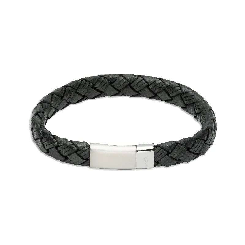 Minimalist Bracelets -Unique & Co Woven Leather Bracelet Steel Clasp