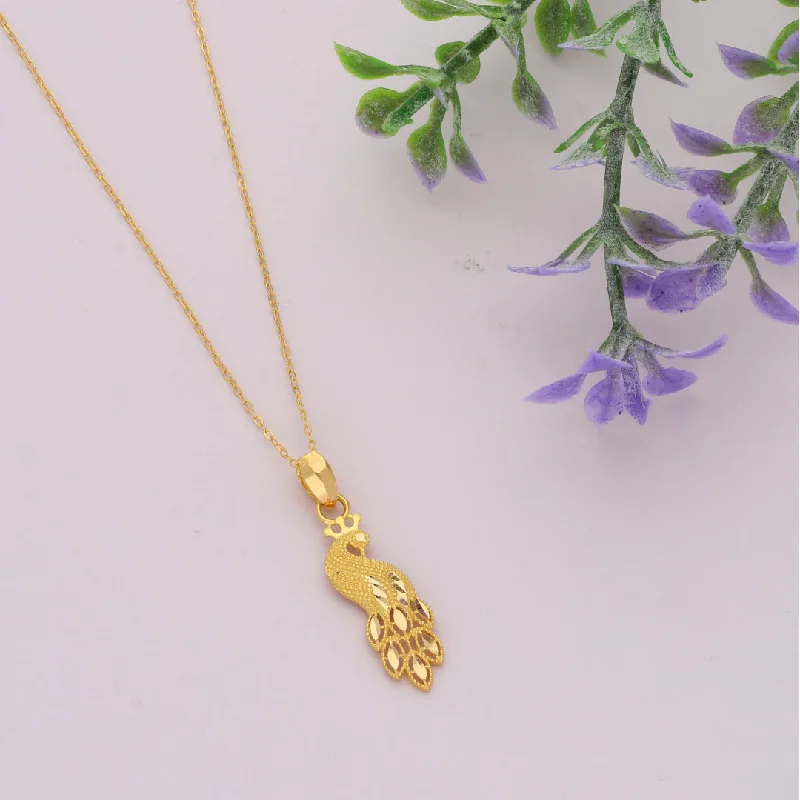 Dog Necklaces -Gold Necklace (Chain Peacock Shaped Pendant) 21KT - FKJNKL21KM9598