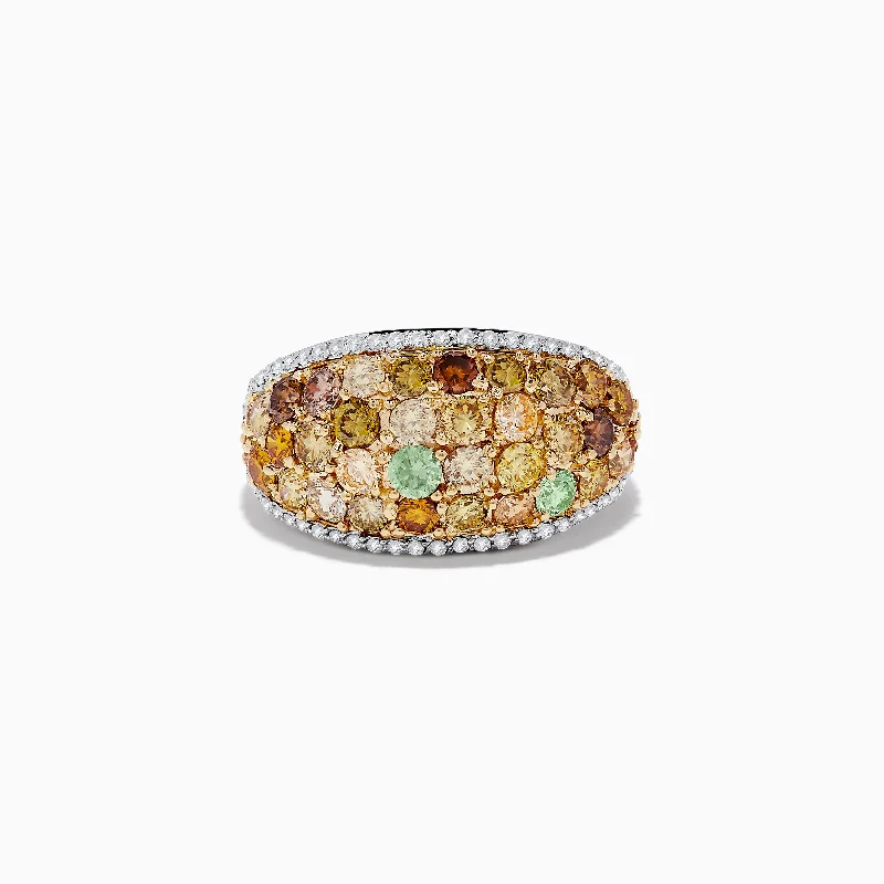 Ladies Rings with Vivianite-14K Two-Tone Gold Multi Color Diamond Ring