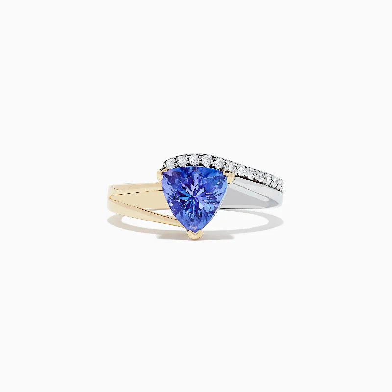 Ladies Rings with Morganite-Nahla Siri 14K 2-Tone Gold Tanzanite and Diamond Ring, 1.66 TCW