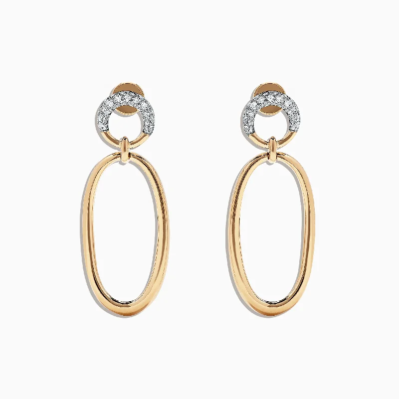 Ladies Earrings for Prom-D'Oro 14K Yellow Gold and Diamond Earrings, 0.19 TCW