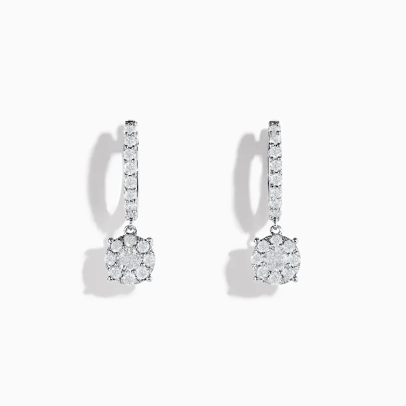 Ladies Earrings for Engineers-Bouquet 14K White Gold Diamond Drop Earrings