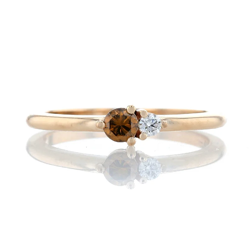 Ladies Rings with Tourmaline-Dainty Orange Diamond Cluster Ring