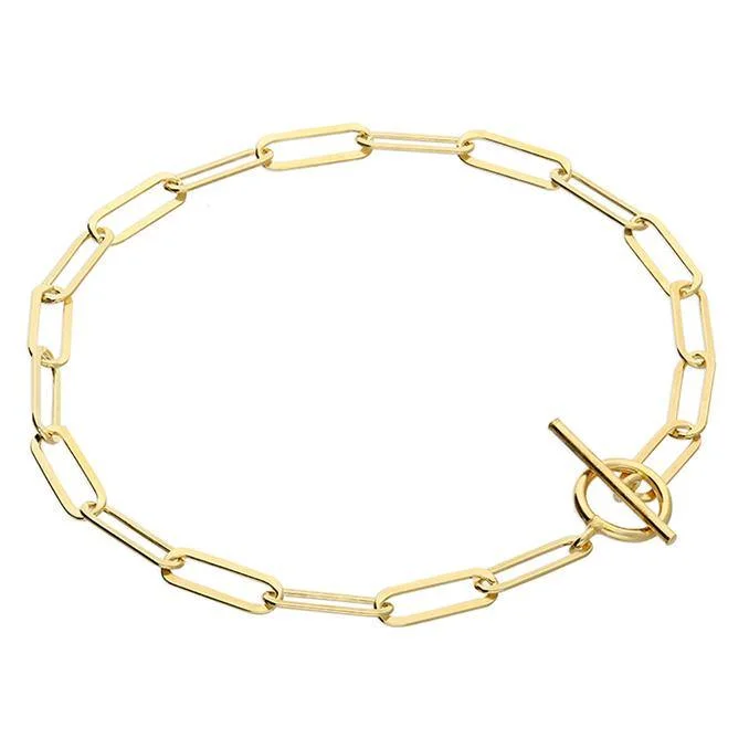 Enchanted Bracelets -T-Bar Paper Clip Chain Bracelet - Yellow Gold Vermeil