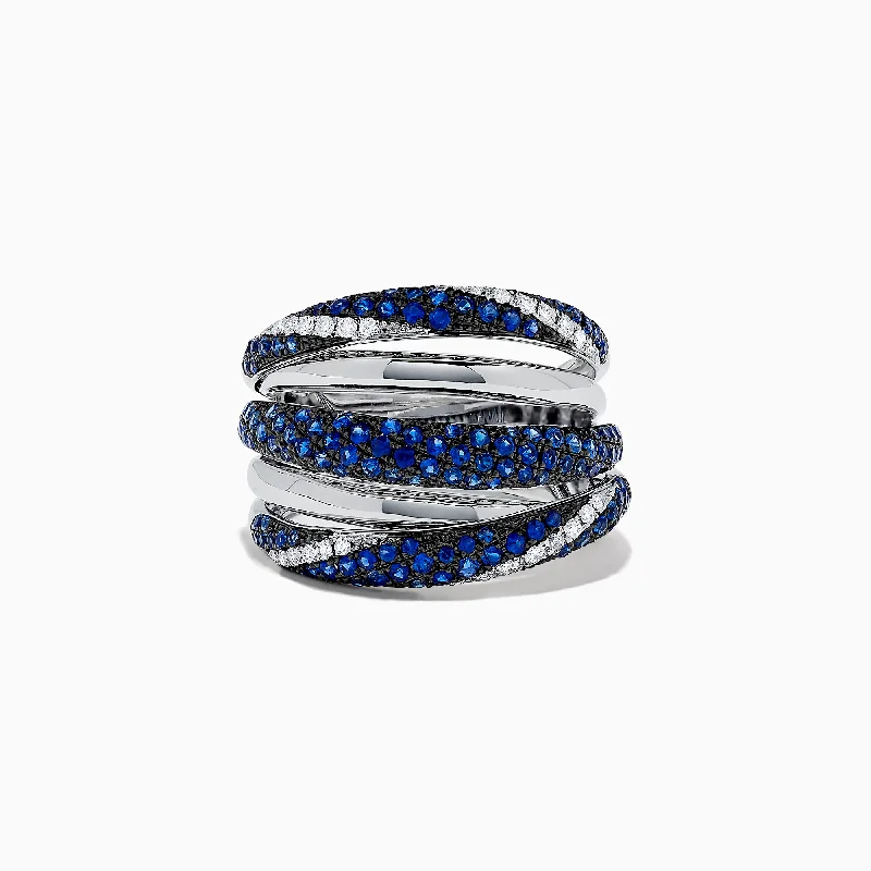 Ladies Rings with Zincite-Royale Bleu 14K White Gold Sapphire and Diamond Ring, 1.04 TCW