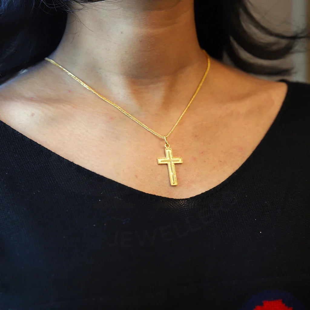 Trendy Necklaces -Gold Necklace (Chain With Simple Cross Pendant) 21KT - FKJNKL21KM8568