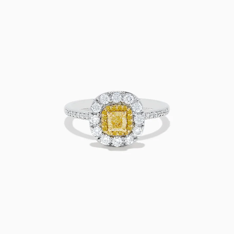 Ladies Rings with Birthstone-Canare 14K Two Tone Gold Yellow and White Diamond Ring