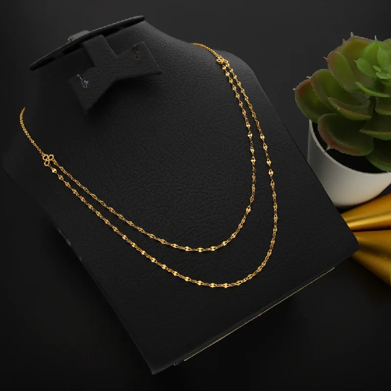 Onyx Necklaces -Gold Interlink Double Layered Necklace 21KT - FKJNKL21KM9886