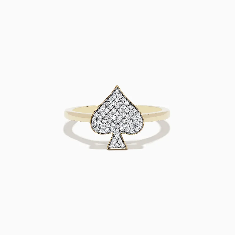 Ladies Rings for Winter-Casino 14K Yellow Gold Diamond Spade Suit Ring