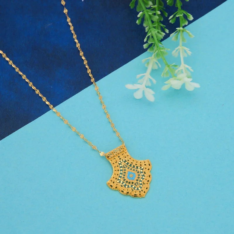 Summer Necklaces -Gold Necklace (Chain With Intricate Leaf Shaped Pendant) 21KT - FKJNKL21KM9874