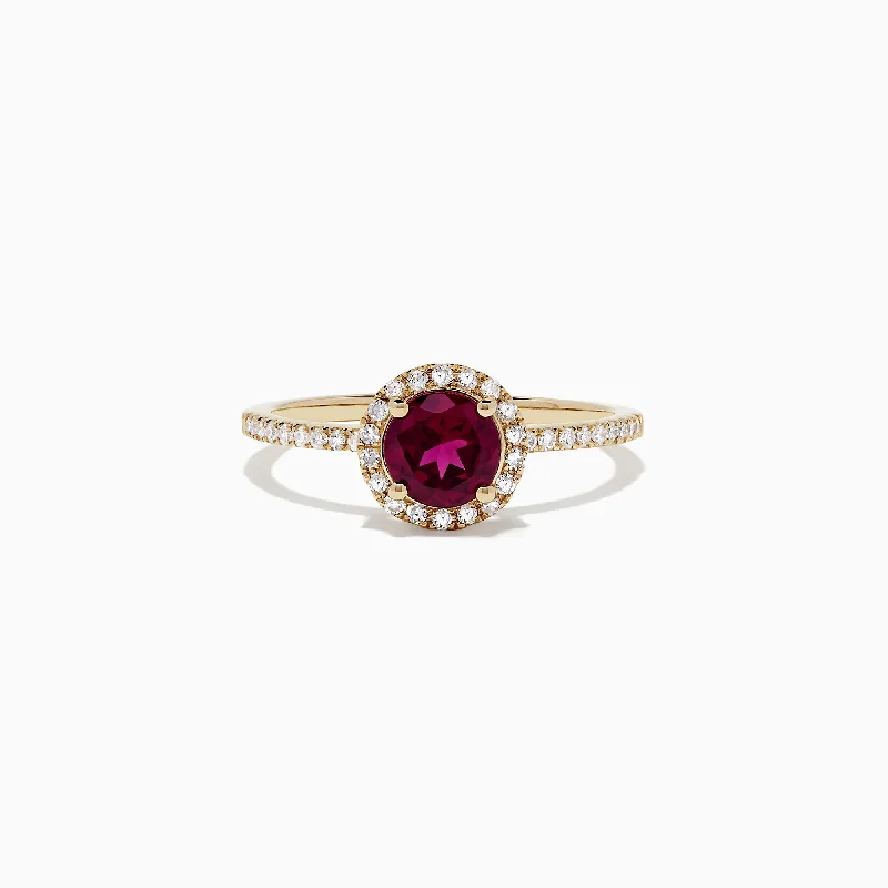 Ladies Rings with Sodalite-Bordeaux 14K Gold Rhodolite Garnet and Diamond Ring, 1.12 TCW