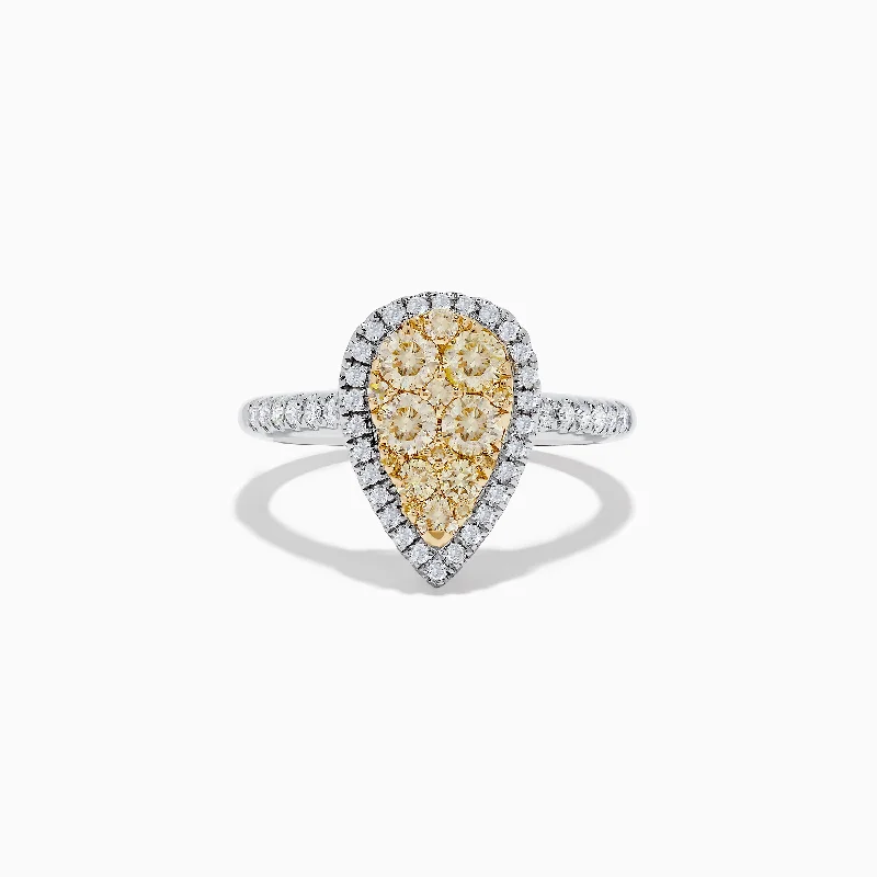 Ladies Rings Minimalist Design-Canare 14K Two-Tone Gold Yellow and White Diamond Ring