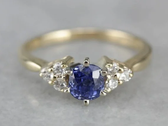 Ladies Engagement Rings Cross Design-Natural Sapphire and Diamond Engagement Ring